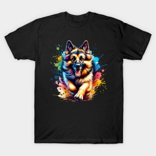 German Shepherd Dog watercolor splash T-Shirt